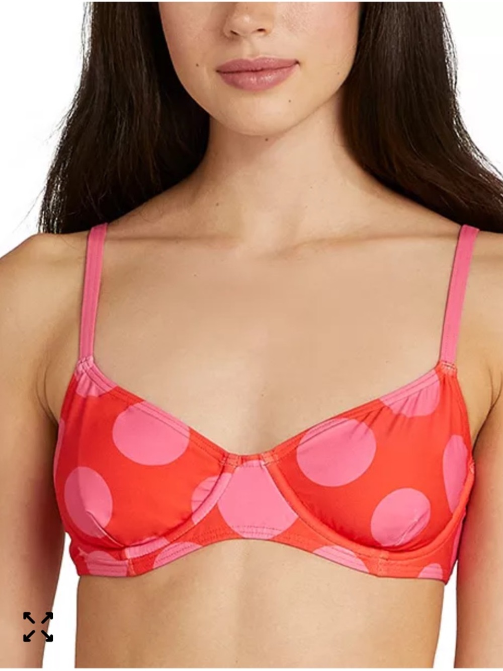 Kate Spade Flame Scarlett Polka Dot Bikini Top Large NWT Underwire Pink Red - Picture 10 of 10